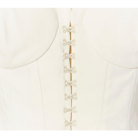 PREOWNED $2K LA PERLA SS17 RUNWAY CORSET CREAM STRETCH WOOL BLAZER IT 46C US 10 - Picture 7 of 15